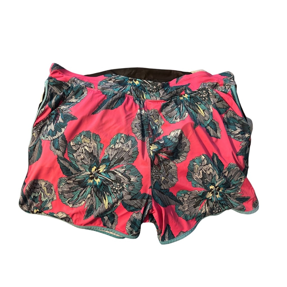 Cacique Pink and Aqua Swim Shorts Vibrant Tropical Design